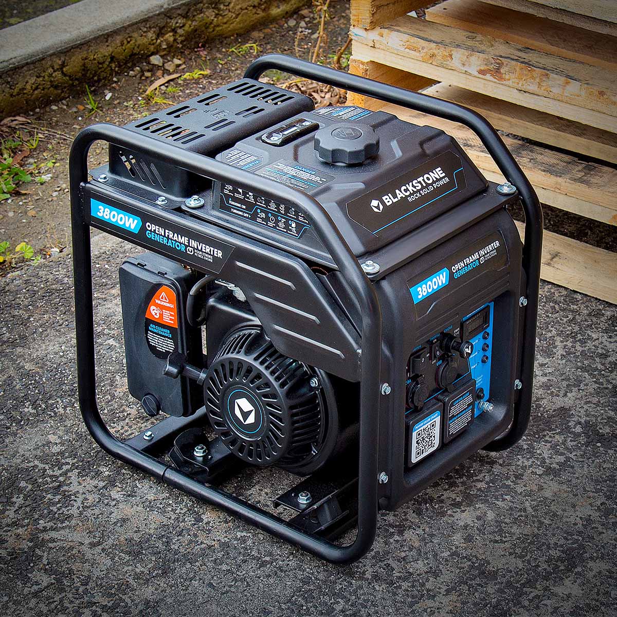 The open frame Blackstone 3800w power generator is robust, efficient, and suitable for industrial, commercial, and heavy-duty applications where sound isn't a priority. Engineered for reliable performance and easy maintenance, providing a versatile power solution