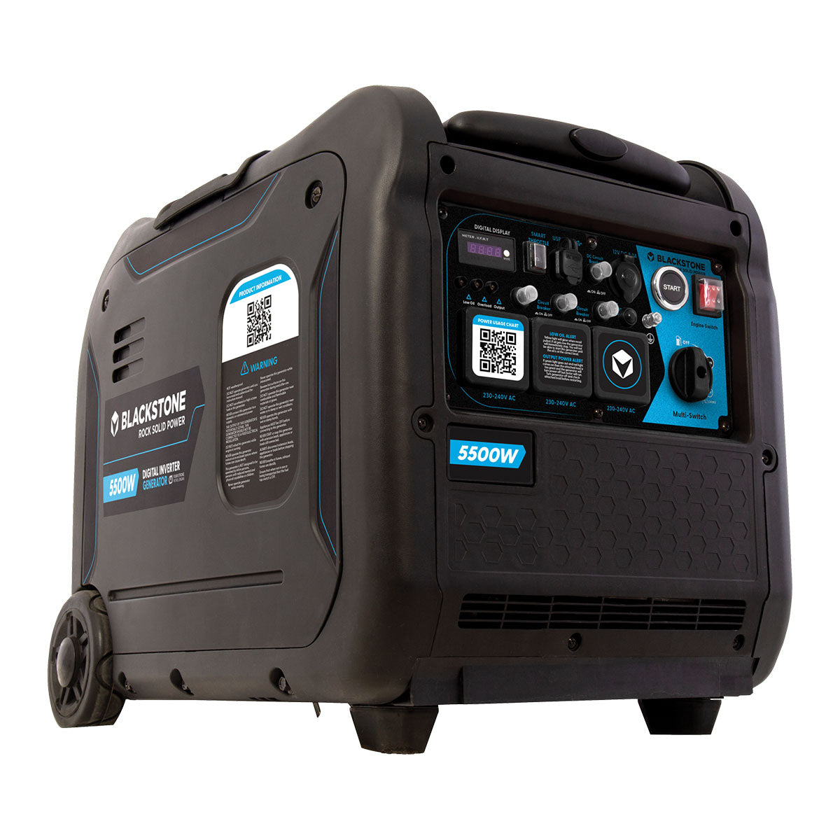 A workhorse in the Blackstone lineup, the Blackstone 5500w Digital Inverter Power Generator delivers power off the grid for residential outages, agriculture and trade needs. Featuring  Blackstone's reliable energy & 3 year warrnty, this generator offers 5500 watts of powerful, clean energy, and other recreational needs