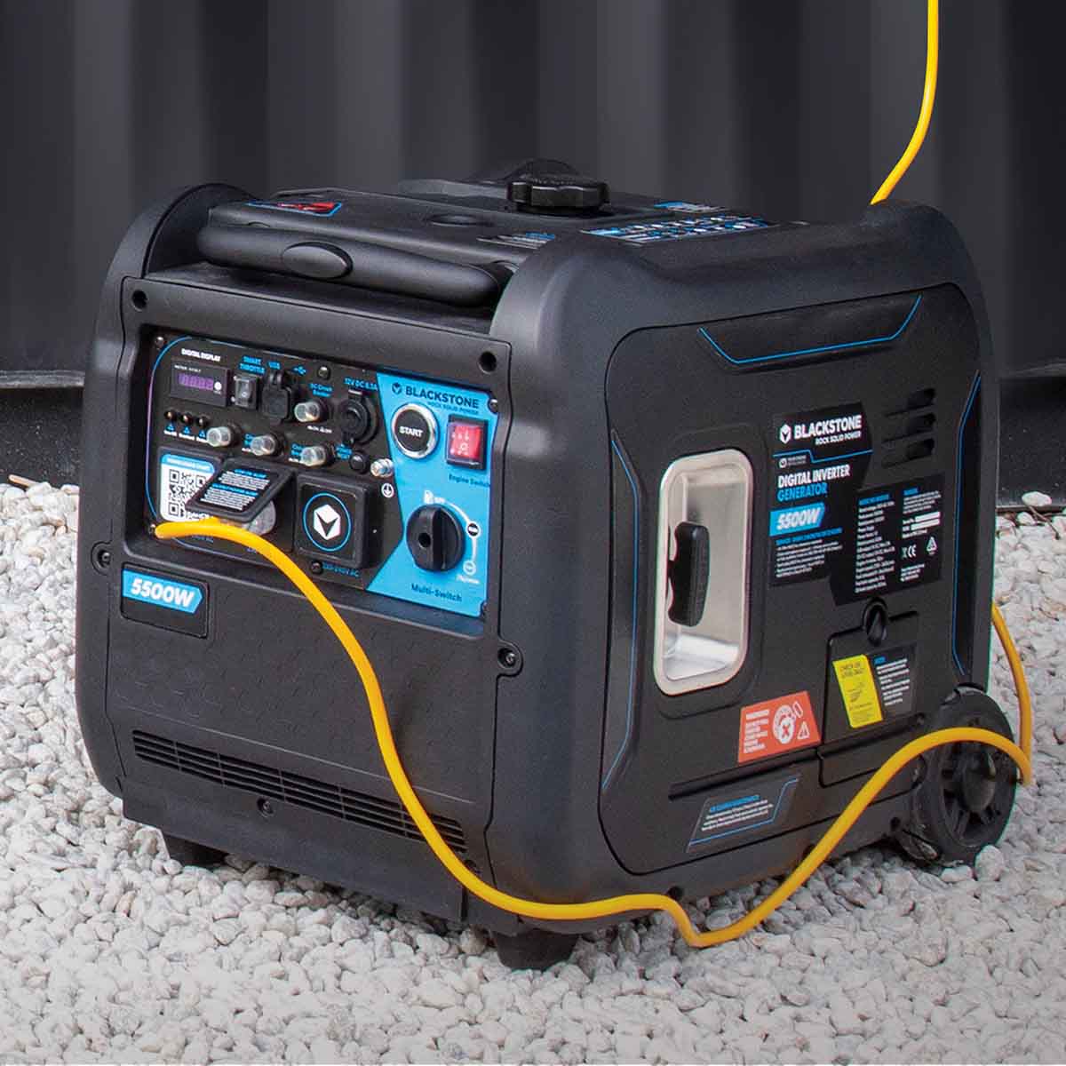 A workhorse in the Blackstone lineup, the Blackstone 5500w Digital Inverter Power Generator delivers power off the grid for residential outages, agriculture and trade needs. Featuring  Blackstone's reliable energy & 3 year warrnty, this generator offers 5500 watts of powerful, clean energy, and other recreational needs