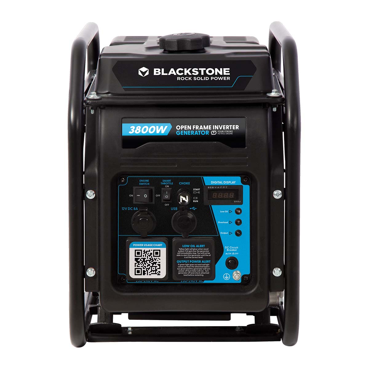 The open frame Blackstone 3800w power generator is robust, efficient, and suitable for industrial, commercial, and heavy-duty applications where sound isn't a priority. Engineered for reliable performance and easy maintenance, providing a versatile power solution