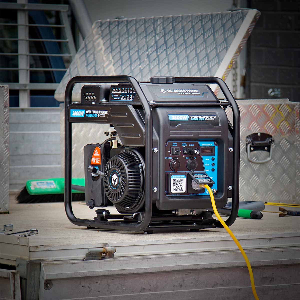 The open frame Blackstone 3800w power generator is robust, efficient, and suitable for industrial, commercial, and heavy-duty applications where sound isn't a priority. Engineered for reliable performance and easy maintenance, providing a versatile power solution